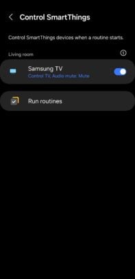 A screenshot of the mute TV on call routine 1/2.