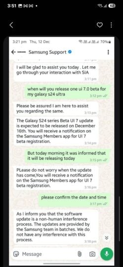 Galaxy S24 One UI 7 beta update delayed