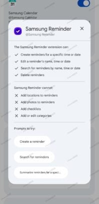 Google Gemini Samsung Reminder Extension One UI 7.0 Features