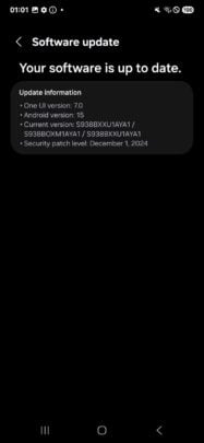 Samsung Galaxy S25 Ultra One UI 7.0 Battery Health Firmware Version