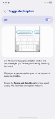 Samsung Galaxy S25 One UI 7.0 Galaxy AI Labs Suggested Replies