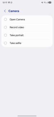 Samsung Galaxy S25 One UI 7.0 Side Button Double Press Camera Options