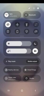 A screenshot of Try Galaxy One UI 7 Quick Panel